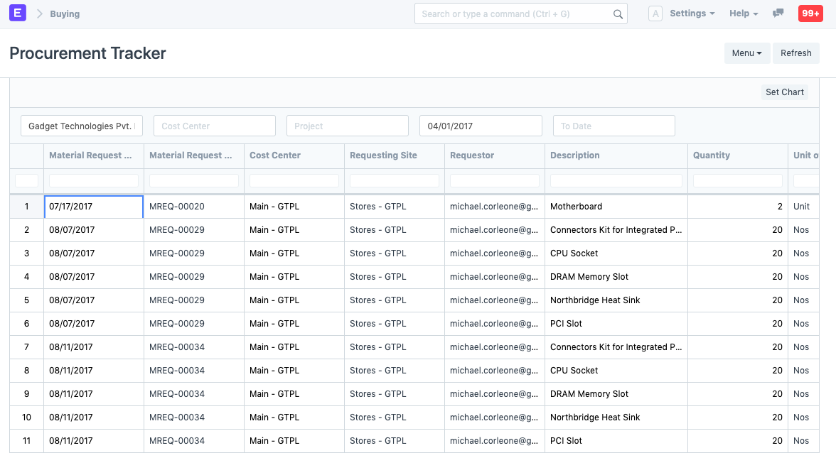 Procurement Tracker