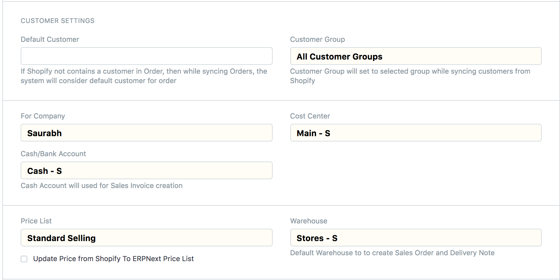 ERP Configurations