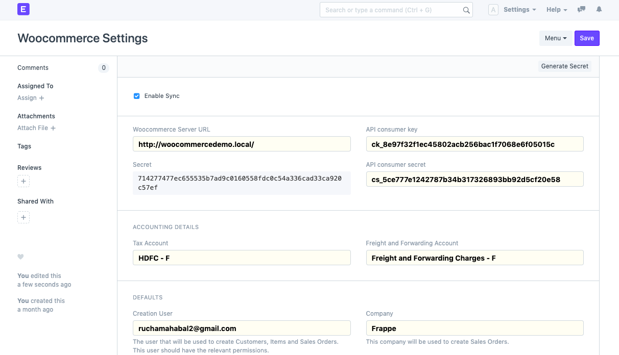 Woocommerce Settings