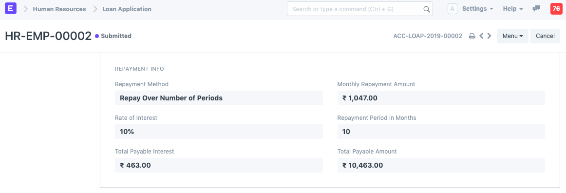 Repayment Fixed Amount Per Period