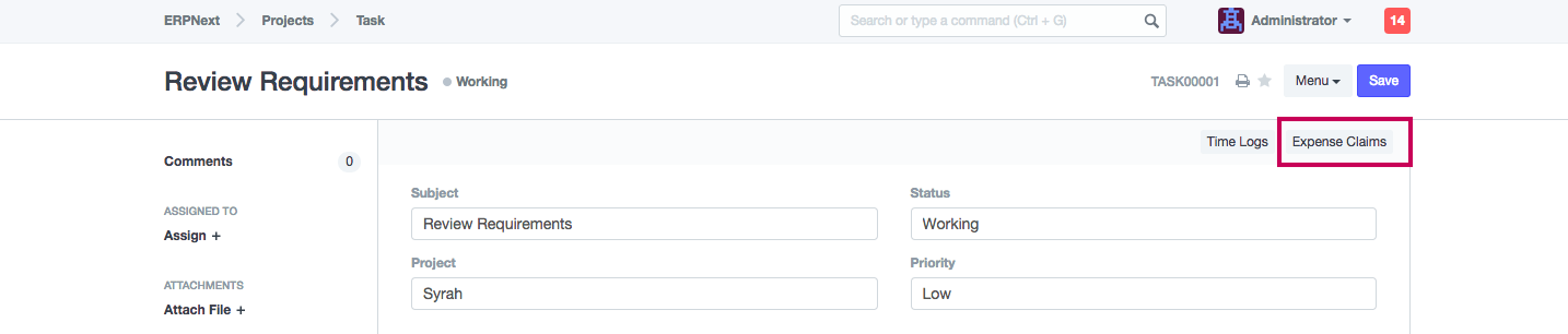 Task - View Expense Claim