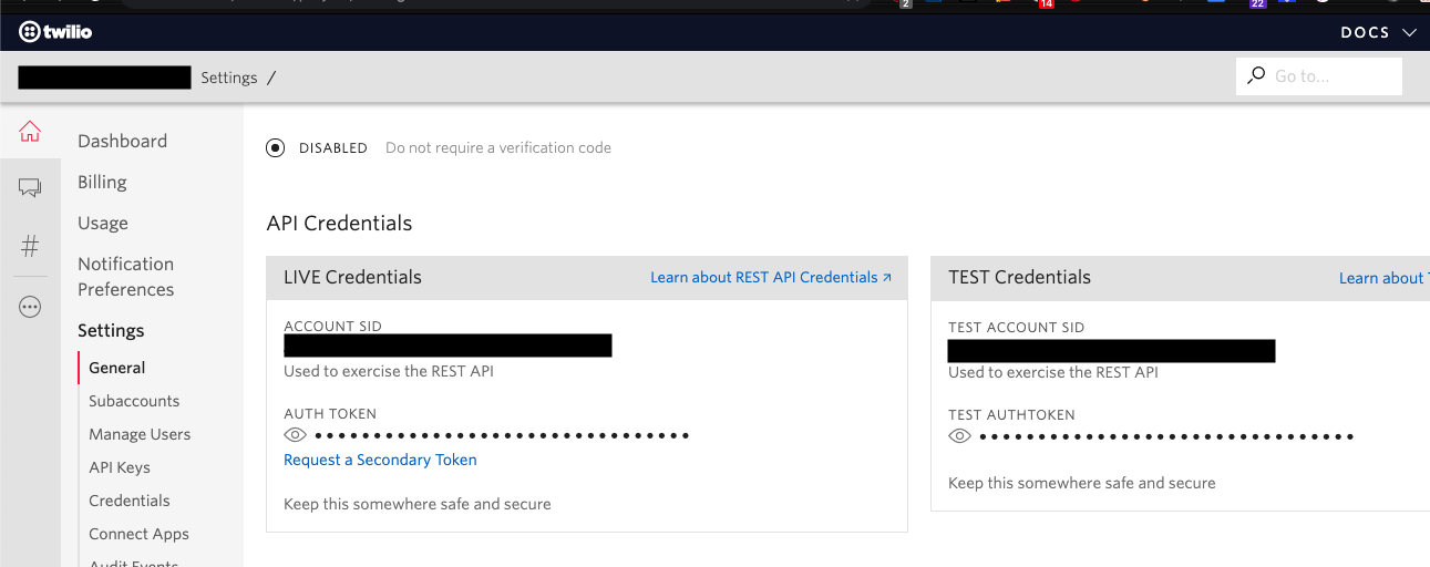 Twilio Credentials